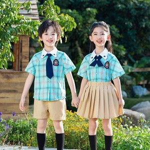 Chemise à carreaux pour enfants, uniforme scolaire vert, style britannique, populaire 2026, pour maternelle, primaire et lycée - Product Image 2
