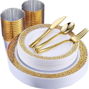 Vente en gros de Noël 175pcs un ensemble Fournitures de mariage Fête d'anniversaire Couteau Fourchette Cuillère Couverts Ensemble <span class=keywords><strong>jetable</strong></span> Tasse Assiette <span class=keywords><strong>Vaisselle</strong></span> - Product Image 6