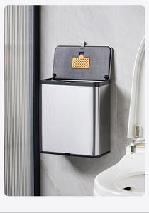 3L RVS wandmontage prullenbak badkamer waterdichte afvalbak met deksel voor keuken huishoudelijk gebruik - Product Image 3