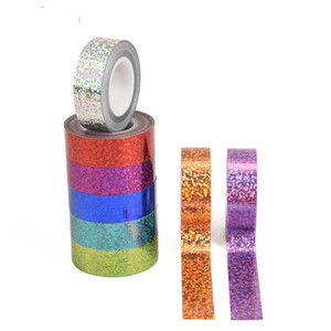 프리즘 홀로그램 컬러 방수 아크릴 단일 마스킹 테이프 DIY 선물 포장 레이저 테이프 장식 각주 반짝이 - Product Image 4