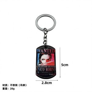 Anime Luffy Robin Wanted Cartoon Stainless Steel UV Printing Keychain Steel Key Chain Rings Backpack Pendant DIY Crafting Gifts - Product Image 3