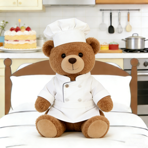 Peluche Super <span class=keywords><strong>Chef</strong></span> Ours avec Chapeau de <span class=keywords><strong>Chef</strong></span> Haut, Adorable Ours en Peluche Kawaii, Thème Cuisinier, Personnalisable - Product Image 1