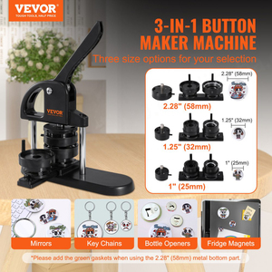 VEVOR Button Maker 1/1.25/2.28 pulgadas (25/32/58mm) 3-EN-1 Pin Maker con 300 piezas Button Maker Machine con Panda Magic Book - Product Image 2