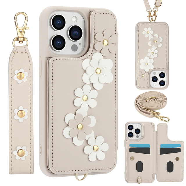 Stylish Crossbody Wallet Case with Detachable Chain Strap Card Slots Holder Quilted PU Leather Phone Cases for Iphone 16 Pro Max
