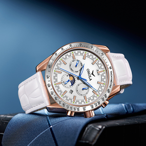 ONOLA 6835 Luxury Sport Mechanical Watch with Leather Strap Customized Logo Waterproof <strong>Automatic</strong> <strong>Chronograph</strong> &amp; Calendar - Product Image 4