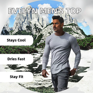 Chemise de sport respirante à manches longues pour homme EVELYN en spandex/polyester, séchage rapide, entraînement, course à pied, fitness, été, modèle OEM ODM - Product Image 2