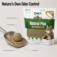 Litière pour chat en bois de pin naturel ZMKY, haute absorption, agglomération rapide, jetable, biodégradable, faible teneur en poussière, écologique, antibactérienne, 5 kg