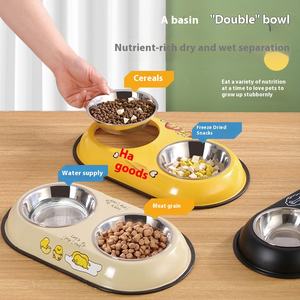 Explosion en acier inoxydable Double bol buveur pour animaux <span class=keywords><strong>de</strong></span> compagnie bouteille écologique forme chat et chien plat fournitures pour animaux <span class=keywords><strong>de</strong></span> compagnie - Product Image 4