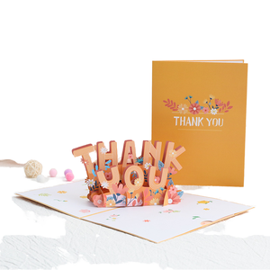 Biglietto di ringraziamento di <span class=keywords><strong>compleanno</strong></span> pop-up 3D con lettere a forma di fiori arancioni caldi autunnali, con biglietto vuoto ecologico per <span class=keywords><strong>auguri</strong></span> scritti a mano - Product Image 6