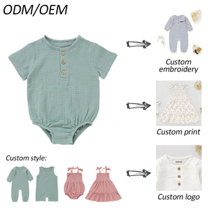 100% Bio-Baumwolle Musselin Baby-Body Kurzarm mit Druckknöpfen im Schritt und Natürlichen Kokosnussknöpfen - Product Image 6