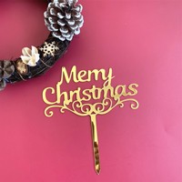 Frohe Weihnachten Cupcake Topper Red Laser beschriftet Abendessen Essen Dekoration Party Festival Ornament-World Cake Decora ting Supplies