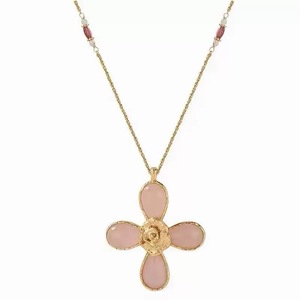 Collana Lunga Estiva in Cristallo <span class=keywords><strong>Rosa</strong></span> con <span class=keywords><strong>Croce</strong></span> e <span class=keywords><strong>Rosa</strong></span> Lava - Product Image 5