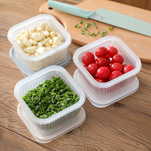 Conteneur filtrant couvert pour le stockage des oignons verts, de l'ail, du gingembre et de la coriandre, pour une conservation optimale à la maison, idéal pour le réfrigérateur. - Product Image 1