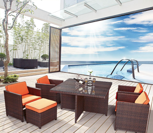 Hiện đại sân vườn <span class=keywords><strong>wicker</strong></span> đồ nội thất thiết lập, hợp kim nhôm và đúc khung nhôm - Product Image 2