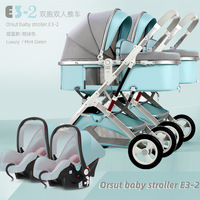Poussette tricycle en tissu Oxford prête à être expédiée, cadre en alliage d'aluminium, roues universelles à 360°, pliable, capacité de charge de 20 kg