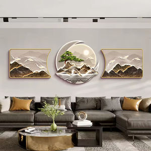 Modern lüks sanat <span class=keywords><strong>Deco</strong></span> tasarım dokuz balık kristal porselen duvar ev dekoratif sanatsal baskı resimleri için üç parçalı Set - Product Image 5