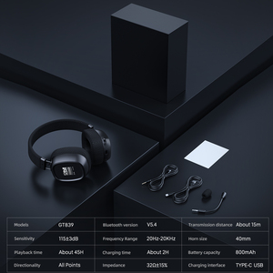 Casque sans fil ONIKUMA GT839 Hifi dynamique 2,4 GHz triple mode avec suppression du bruit pour le jeu, ANC, son dynamique, idéal pour les voyages - Product Image 6