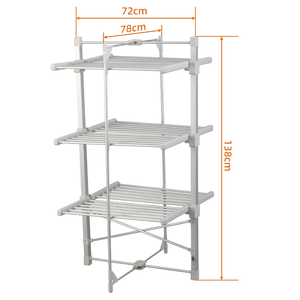 Wholesale 3 Tiers Electric Clothes <strong>Drying</strong> <strong>Rack</strong> Laundry Heated Clothes Airer Tower Dryer Floor Standing High Level Aluminum Alloy - Product Image 2