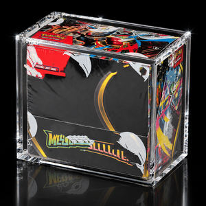 Boîte de présentation en acrylique pour cartes Pokémon Mega Evolution, boîte de boosters anglaise avec thème noir intense et protège-cartes - Product Image 1