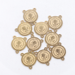Children's 3-hole Virgin Mary St. Benedict Pendants | 18k PVD Plated Stainless Steel Charms & Medals DIY Catholic <b>Rosary</b> Making - Product Image 6