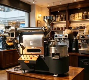 เครื่องคั่วกาแฟไฟฟ้าเชิงพาณิชย์สแตนเลส พร้อมเครื่องแยกกากกาแฟแบบหิน ควบคุมด้วยระบบดิจิตอล ใช้ได้ทั้งแก๊สและไฟฟ้า ความจุ 600 กรัมต่อครั้ง - Product Image 1