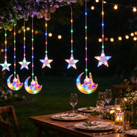 Guirlande lumineuse LED Ramadan, lune croissante, étoile, mosquée, décoration suspendue, 3m, rechargeable, à intensité variable, intérieur/extérieur