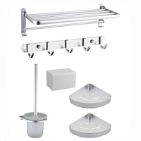 Rak Penyimpanan Kamar Mandi Dinding Sudut Desain Modern Lima Bagian dari Aluminium Alloy, Langsung dari Pabrik