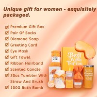 Beauty Spa Supply Cup Bougie parfumée au soja Savon gemme Boules de sel de bain Fleurs séchées Carte de voeux Serviette Chaussettes pour Orange Series Set