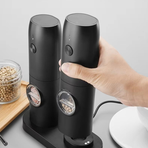 Wholesale Pepper and <b>Salt</b> Set Battery Powered Adjustable <b>Coarseness</b> Black Mill Kitchen Tools - Product Image 1