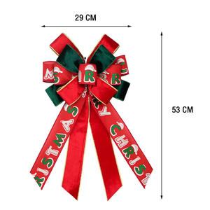 뜨거운 판매 크리스마스 장소 내구성 폴리에스터 선물 리본 눈송이 활 알파벳 샴페인 양각 와이어 가장자리 격자 무늬 - Product Image 5