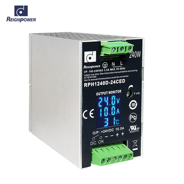 Reignpower 240W 10amp 24V DC Power Supply Din Rail Switching Power Single Output Industrial With PFC Industrial Power Supplies