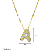 Nouveauté Bijoux de mode en or, pendentifs lettres initiales en forme de ballon 3D en zircone et diamant, colliers alphabet à lettres bulles 3D