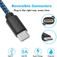 Câble de données USB de type C tressé en nylon, vente chaude, câble de type C à charge rapide, câble rapide de type C