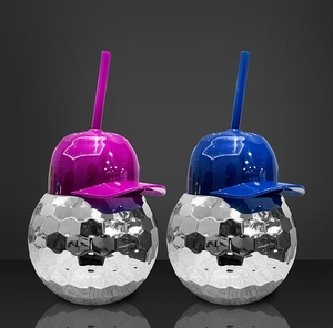 Vaso de Fiesta Reutilizable de 20 oz con Pajita, Personalizado, Hermoso, Colorido, con Diseño de Gorra de Béisbol <span class=keywords><strong>Disco</strong></span>, Galvanizado - Product Image 1