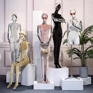 Luxury Lady Mannequin Display abbigliamento Full Body Women Dress Form manichini regolabile oro argento braccia manichino in velluto femminile - Product Image 1