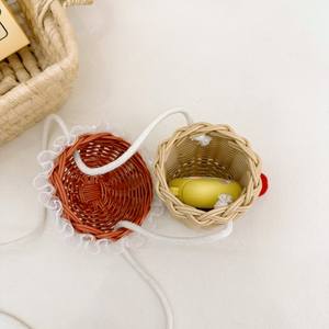 In estate nuova Mini borsa a tracolla per bambini con tessuto di nocciola in paglia - Product Image 4