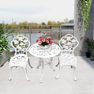 Muebles <span class=keywords><strong>de</strong></span> Jardín <span class=keywords><strong>de</strong></span> Aluminio Fundido con MOQ Bajo, Mesa Redonda Desmontable para Patio y 2 Sillas - Product Image 3