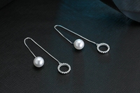 Anting Perak Sterling EX65 S925 Model Lingkaran Panjang Trendi, Anting Perak Sterling untuk Wanita