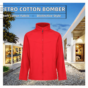 New American-style Niche Retro Heavy-duty Fringed-edged Padded Shoulder Cotton <b>Men's</b> Streetwear Heart Pattern Bomber <b>Jacket</b> - Product Image 2