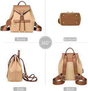 Sac à dos de ville élégant et imperméable en PU et nylon géométrique pour femme, sac à bandoulière multifonctionnel, sac à main, idéal pour les voyages, le travail et l'école - Product Image 2