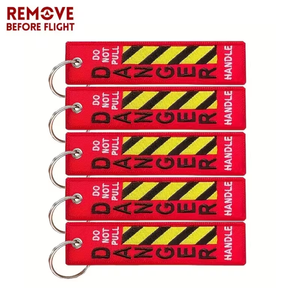 5 unidades/bolsa Llaveros con bordado 'NO TIRAR, PUNTO DE RIESGO' para coche, motocicleta, equipaje, llaves, accesorios y regalo - Product Image 6