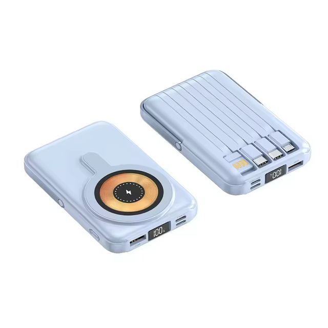 Factory Wholesale 22.5W Fast Charging Portable 10000mAh Wireless Charger Magnetic Power Bank Built-in Cables With Phones Stand