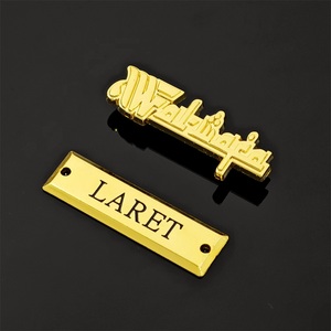 Gold Metal Embossed Garment <b>Labels</b> 3D Logo Tags For Clothing Accessories Custom Brand Name Plating - Product Image 4