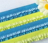 Bande de dentelle élastique à double volant de 1,2 cm pour la décoration de vêtements faits main et de bijoux
