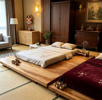 Meubles de style design pour chambre principale de villa, lit double en bois massif