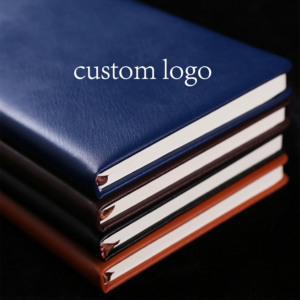 Carnet A5 avec impression de logo personnalisé cahiers à couverture rigide en cuir artificiel Carnet de notes imprimé personnalisé doublé bureau d'affaires Journal - Product Image 3