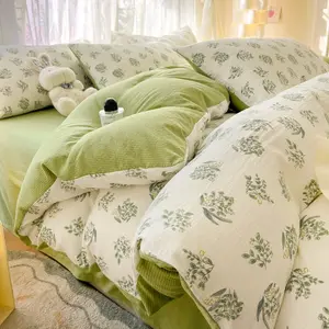 individuelle designs seersucker einfacher stil bedruckt bettbezug bettwäsche set passendes blatt 4 stück mit kissenbezug für schlafzimmer