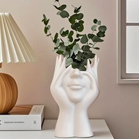 Vase Pot de Fleur Créatif Nordique en Forme de Visage, Décoration Simple et Tendance pour la Maison, le Salon ou le Bureau