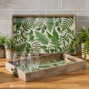 Plateau de service floral en bois émaillé fait main, écologique, de qualité alimentaire, moderne et luxueux, avec poignées pratiques - Product Image 2