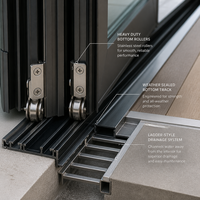 Système de porte pliante en aluminium robuste certifié AS2047 pour véranda de villa de luxe, porte de patio pliante extrêmement résistante aux intempéries